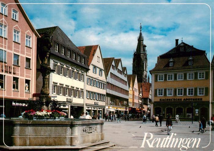 Reutlingen BW Marktbrunnen mit Marktplatz – Ansichtskarte Reutlingen