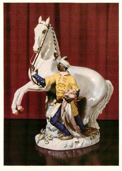 Meissen Elbe Sachsen VEB Staatl Porzellan Manufaktur Meissen Schimmel mit Mohr – Ansichtskarte Meißen