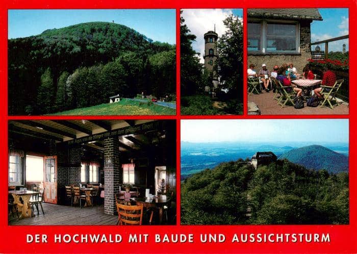 Hochwald Zittau Lausitz Der Hochwald mit Baude und Aussichtsturm Gastraum Terras – Ansichtskarte Zittau