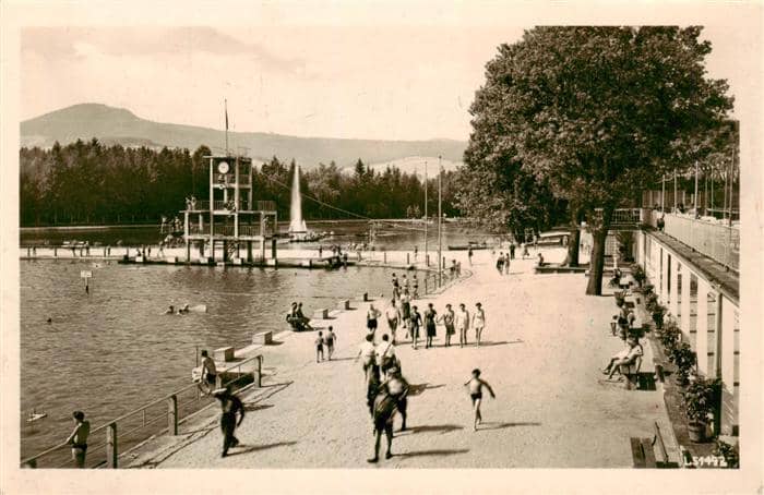 Grossschoenau Sachsen Waldstrandbad Sprungturm – Ansichtskarte Grossschönau Sachsen