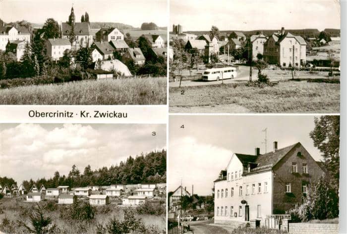 Obercrinitz Panorama Teilansicht Bungalowsiedlung Amselgrund Gaststaette Neue We – Ansichtskarte Crinitzberg