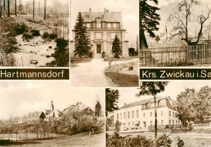 Hartmannsdorf Kirchberg Orts und Teilansichten Rathaus – Ansichtskarte Hartmannsdorf Kirchberg