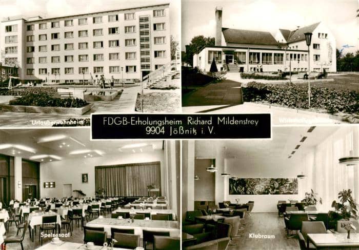 Joessnitz FDGB Erholungsheim Richard Mildenstrey Urlauberwohnheim Speisesaal Klu – Ansichtskarte Plauen