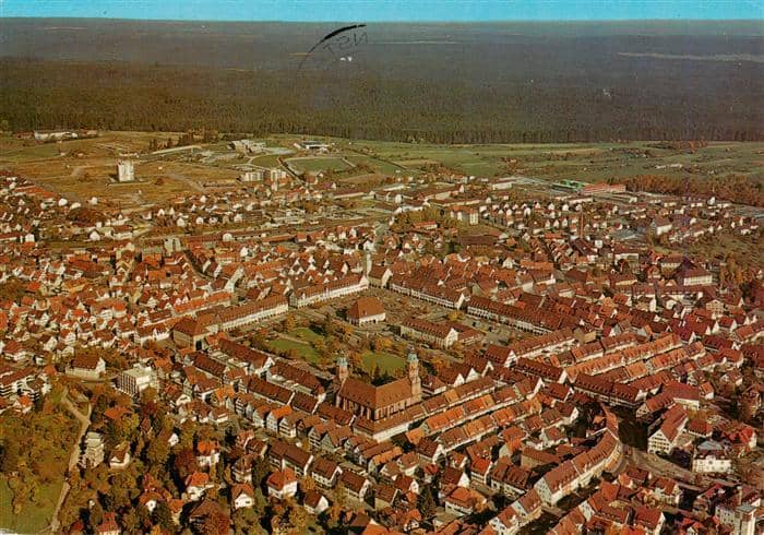 FREUDENSTADT BW Fliegeraufnahme Schwarzwald Marktplatz Stadtkirche Kurort Altsta – Ansichtskarte Freudenstadt