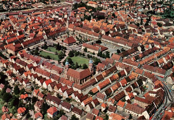 FREUDENSTADT BW Fliegeraufnahme Schwarzwald Marktplatz Stadtkirche Kurort Altsta – Ansichtskarte Freudenstadt
