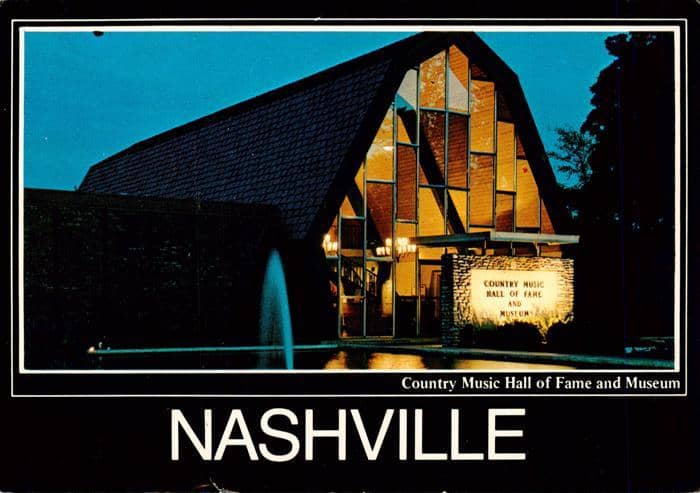 Nashville Tennessee Country-Music-Hall-of-Fame Museum Nachtaufnahme Brunnen Musi – Ansichtskarte Nashville