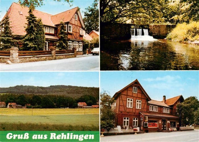 Rehlingen Lueneburg Fachwerkhaus Wehr Dorfansicht Wiesen Wald Gaststaette Backst – Ansichtskarte Rehlingen