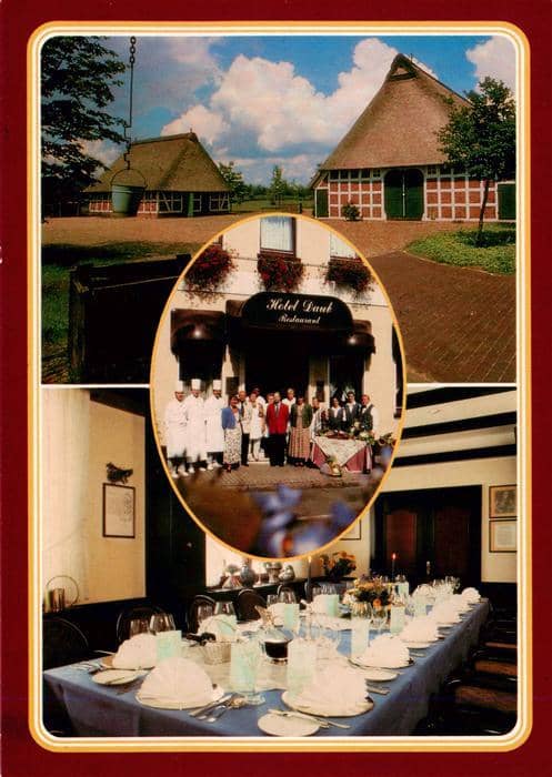 Bremervoerde Hotel-Daub Restaurant Reetdach Fachwerk Personal Gastraum Bahnhofst – Ansichtskarte Bremervörde