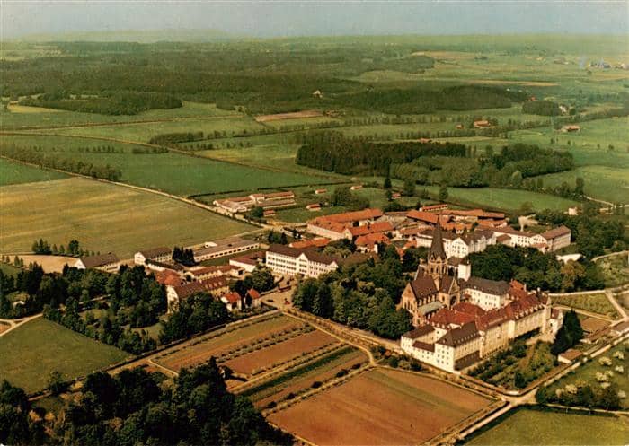 St Ottilien Eresing Bayern Erzabtei Kloster Klosterkirche Fliegeraufnahme Felder – Ansichtskarte Eresing