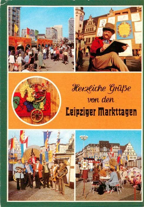 LEIPZIG Sachsen Leipziger-Markttage Markt Marktstand Blaskapelle Strassenmusikan – Ansichtskarte Leipzig
