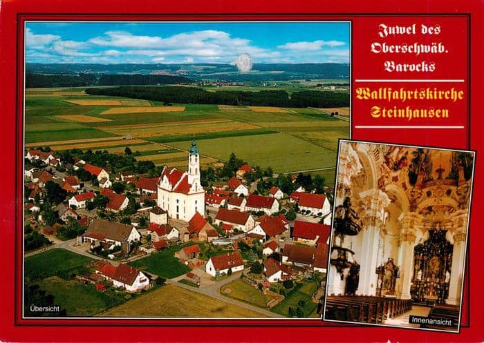 Steinhausen Bad Schussenried BW Wallfahrtskirche Fliegeraufnahme Barock Innenrau – Ansichtskarte Bad Schussenried