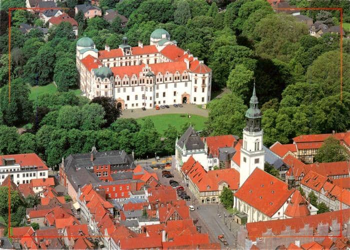 Celle Niedersachsen Herzogschloss Stadtkirche Altstadt Schlosspark Fachwerk Luft – Ansichtskarte Celle