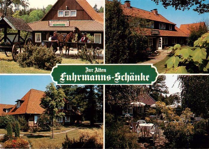 Hermannsburg CELLE Niedersachsen Fuhrmanns-Schaenke Gasthaus Pferd Kutsche Garte – Ansichtskarte Hermannsburg
