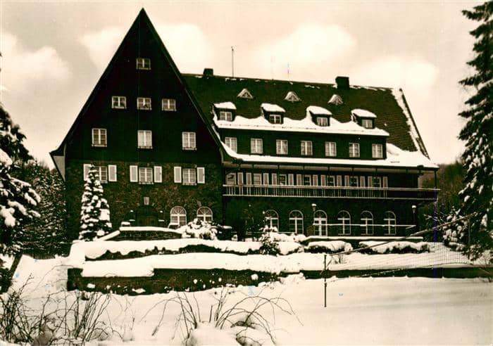 Hartenstein Zwickau Erzgebirge Sachsen FDGB-Ferienheim Aktionseinheit Winterland – Ansichtskarte Hartenstein Zwickau