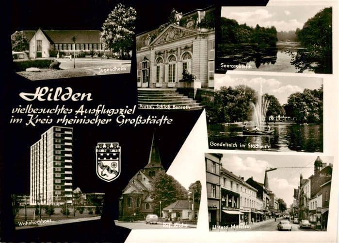 Hilden  Mettmann NRW Jugendheim Schloss-Benrath Seerosenpteich Gondelteich Stadt – Ansichtskarte Hilden