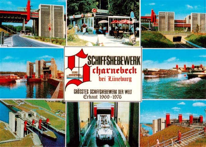 Scharnebeck Lueneburg Niedersachsen Schiffshebewerk Kanal Frachtschiff Pavillon – Ansichtskarte Scharnebeck