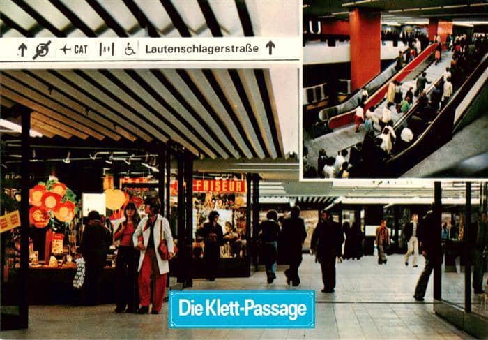 STUTTGART  CITY Klett-Passage Rolltreppe Einkaufspassage Geschaefte Passanten La – Ansichtskarte Stuttgart