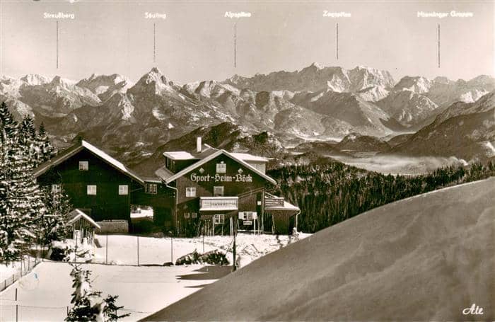 Nesselwang Allgaeu Bayern Sportheim Boeck am Edelsberg Allgaeuer Alpen Winterpan – Ansichtskarte Nesselwang