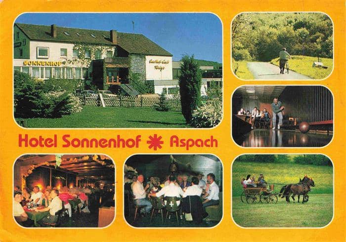 Kleinaspach Hotel Sonnenhof Restaurant Kegelbahn Pferdekutsch – Ansichtskarte Aspach