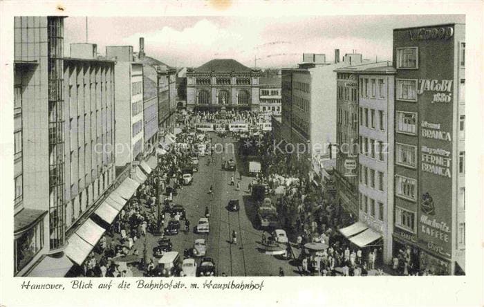 HANNOVER  CITY Bahnhofstrasse mit Hauptbahnhof – Vorderseite