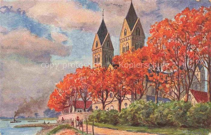 Kaiserswerth Rhein Suitbertuskirche Aquarell – Přední strana