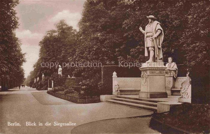 BERLIN  CITY Siegesallee Allee Standbilder Hohenzollern Skulpturen Park Baeume P – Front