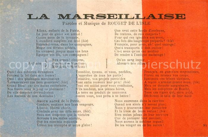 Besonderheiten Nationalhymne Frankreich – Vorderseite
