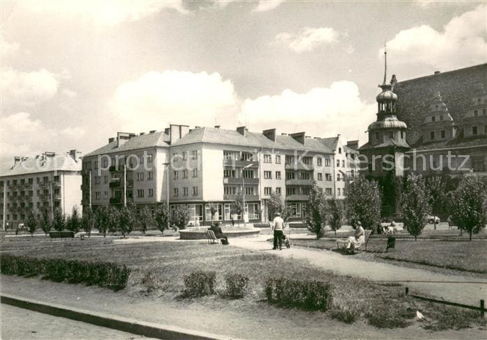 Brzeg Brieg Schlesien Rynek z prawej fragment ratusza – Vorderseite