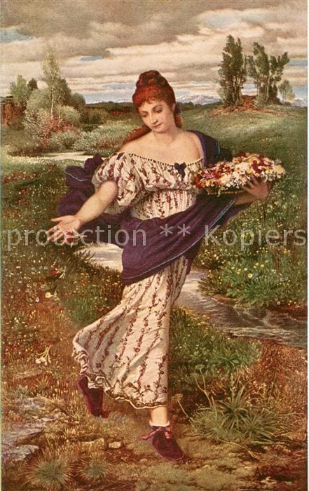 Boecklin Arnold Boecklin Bruckmanns Bildkarte Nr.1 Flora Blumen streuend – Vorderseite