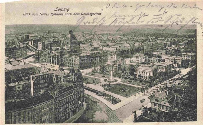 LEIPZIG Sachsen Reichsgericht Neues-Rathaus Stadtpanorama Park Brunnen Gruenderz – Prednja strana