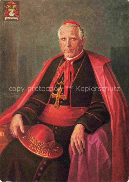 Muenster Kardinal-von-Galen Bischof Portraet Gemaelde Kardinalstracht Kreuz Wapp – Vorderseite