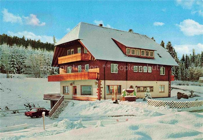 FREUDENSTADT BW Gasthof-Pension Waldsaegmuehle Schnee Winter Wald Balkon – Vorderseite