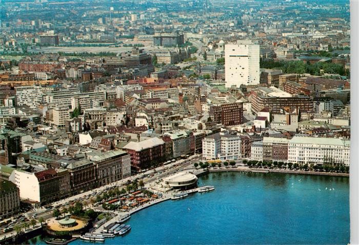HAMBURG  CITY Fliegeraufnahme mit Binnenalster und Jungfernstieg – Vorderseite