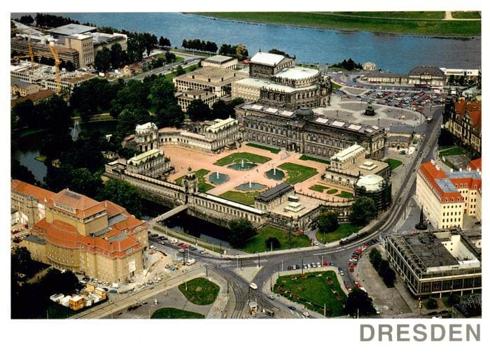 DRESDEN Elbe Rund um den Zwinger Fliegeraufnahme – Vorderseite