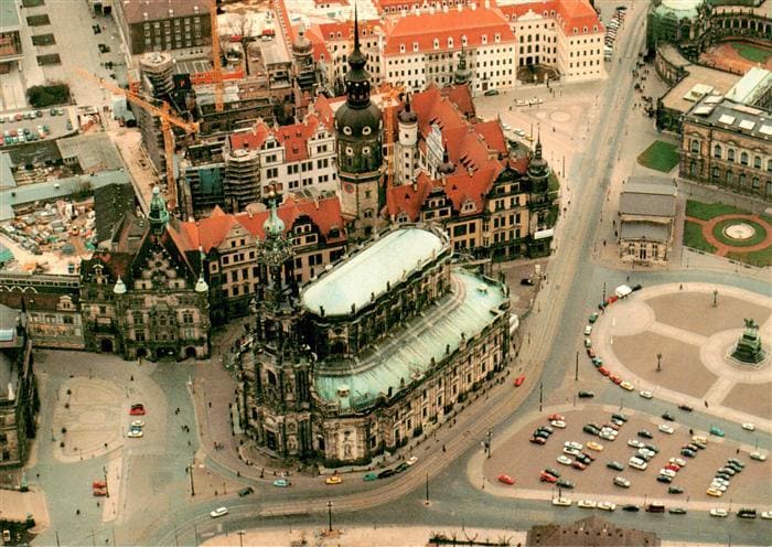 DRESDEN Elbe Kath Hofkirche Schloss Fliegeraufnahme – Vorderseite