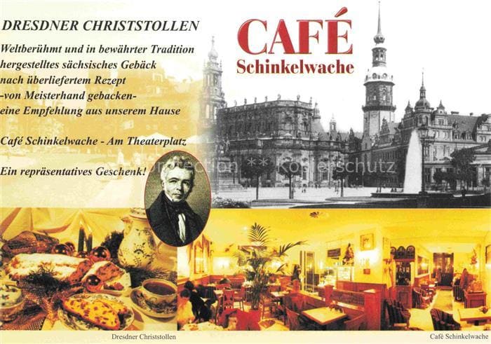 DRESDEN Elbe Café-Schinkelwache Theaterplatz Dresdner-Christstollen Dresdner-Man – Előlap