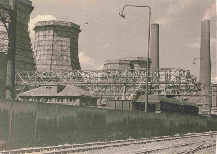 DuessELDORF CITY Kuehlturm Industrieanlage Schornstein Kran Eisenbahn Industrie – Vorderseite