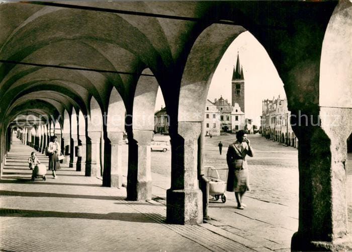 Telc Czechia Malokde je u nas zachovano tak dlouhe podloubi u mestsckych domu ja – Vorderseite