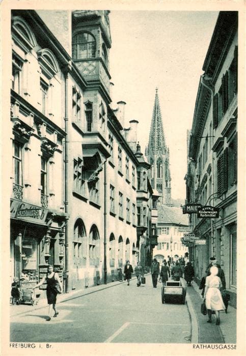 FREIBURG Breisgau Rathausgasse Blick zum Muenster – الوجه الأمامي