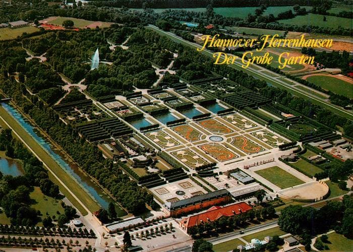 Herrenhausen HANNOVER Grosser-Garten Luftbild Barockgarten Fontaene Kanaele Part – Vorderseite