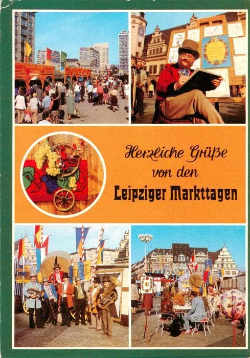 LEIPZIG Sachsen Leipziger-Markttage Markt Marktstand Blaskapelle Strassenmusikan – Vorderseite
