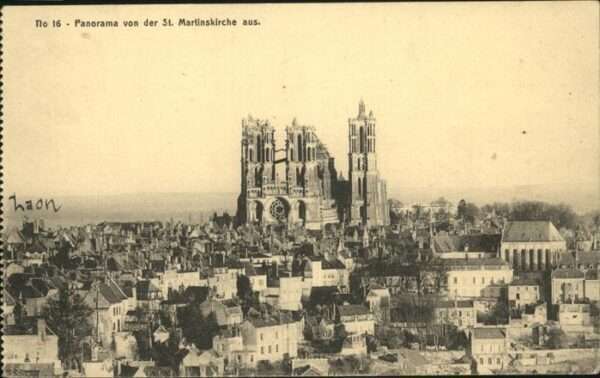Laon Aisne Panorama St. Martinskirche Feldpost