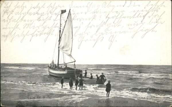 Blankenberghe Vue de Mer Segelschiff