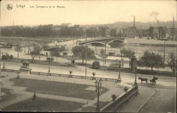 Liege Luettich Terrasses et la Meuse Pferdekutsche