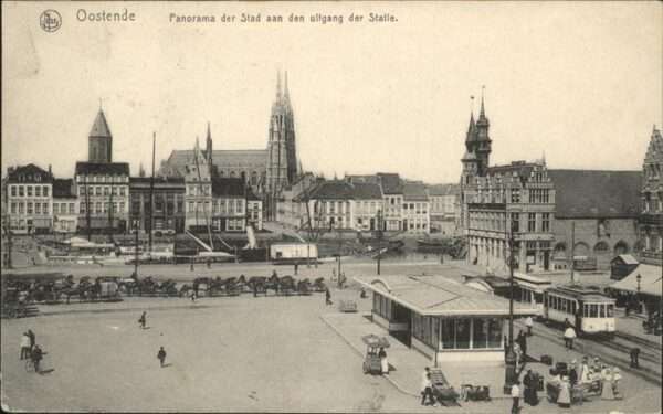 Oostende Ostende Panorama ulfgang der Statie Strassenbah