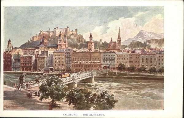 Salzburg Oesterreich Altstadt Brücke