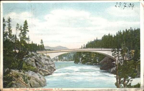Yellowstone National Park Concrete Bridge over Yellowstone