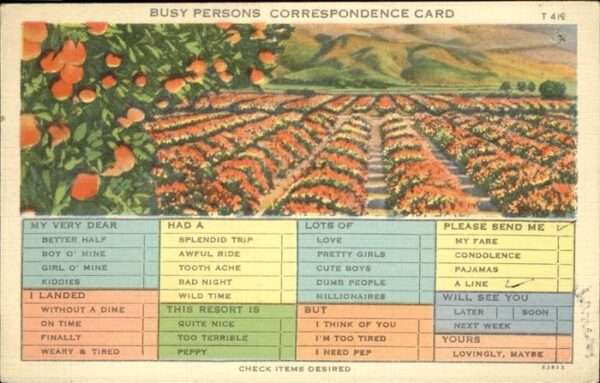 Toledo Ohio Busy Persons Correspondence Card