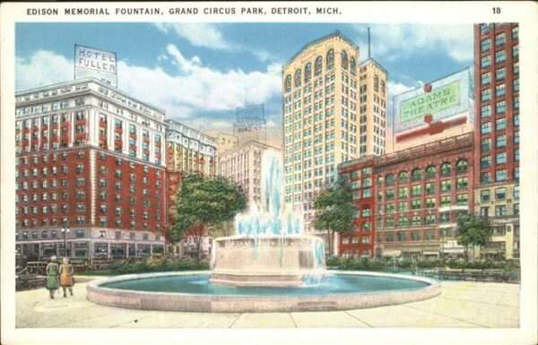 Detroit Michigan Edison Memorial Fountain Grand Circus P
