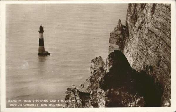 Eastbourne Sussex Beachy Head Showing Lighthouse Devils C